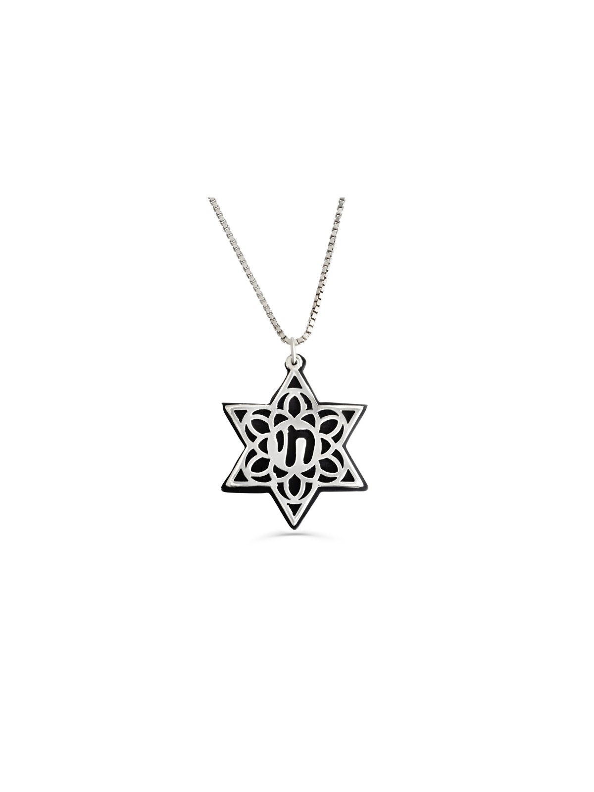 שרשרת מגן דוד מכסף ואלומיניום, כסף סטרלינג משפחתי Ne